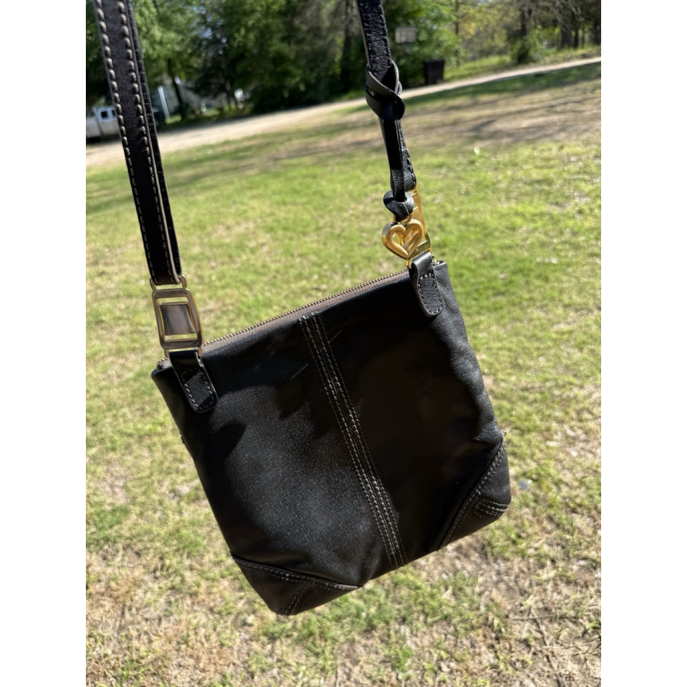 Brighton E867676 Black Leather Crossbody Handbag Purse Bag Gold Hardware - Picture 5 of 11